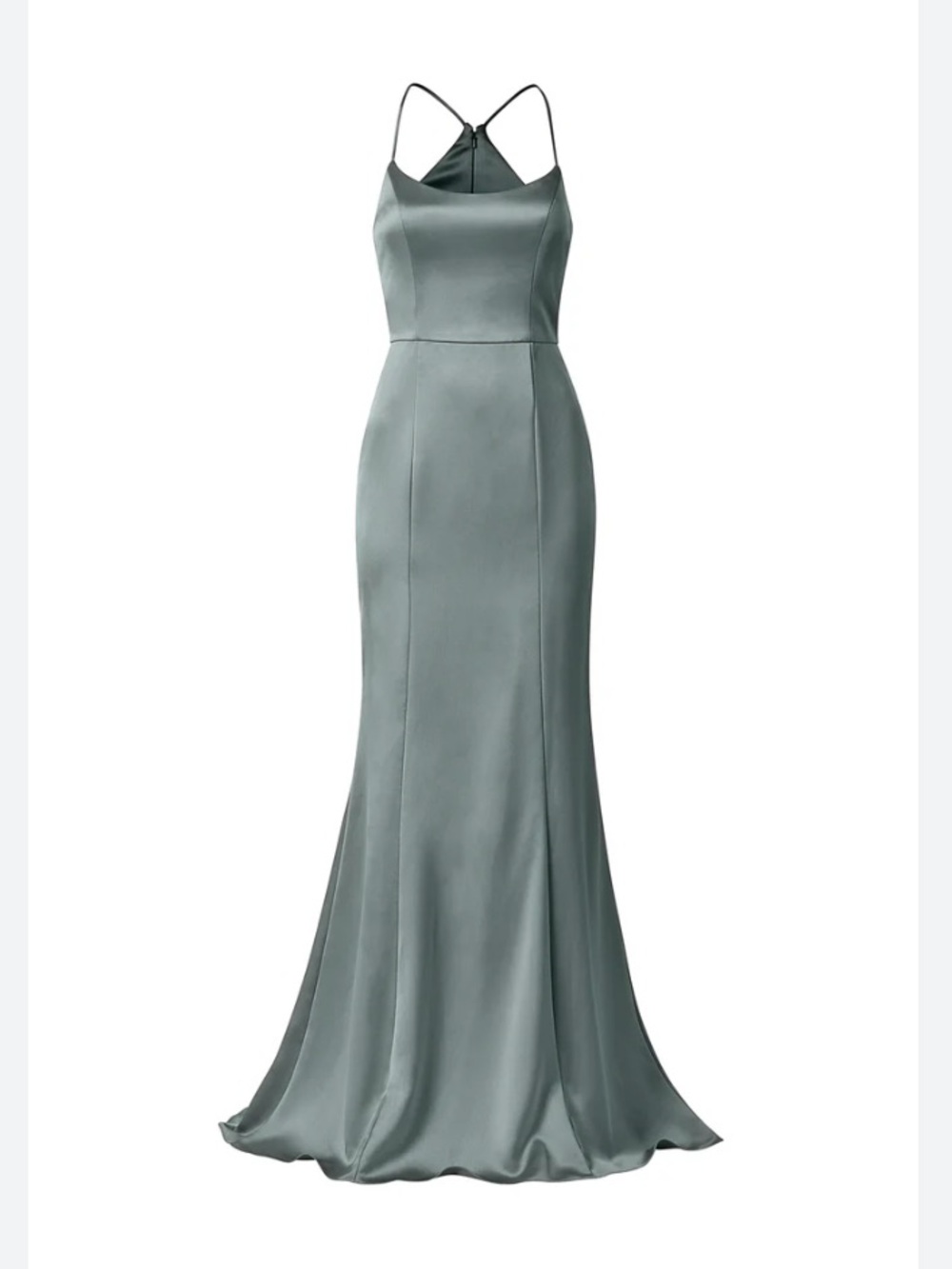 Satin Slip Gown in Jade Green - Women - Picture 6 of 7